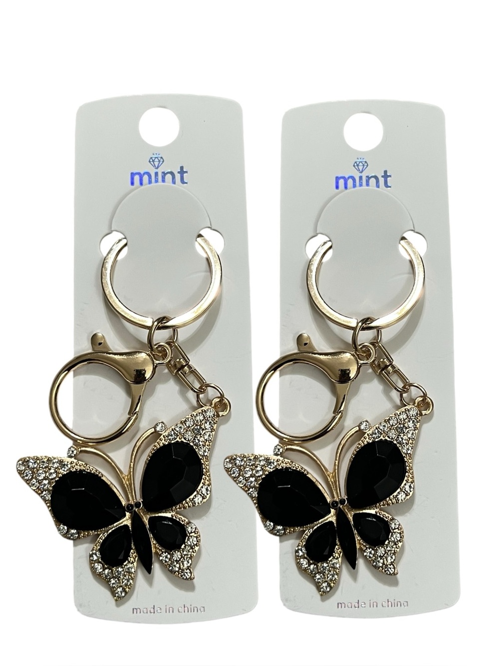 2pc Rhinestone Butterfly Bag Charm/Keychain